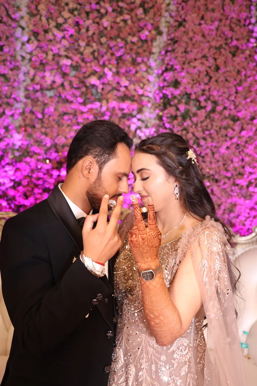 Couple sharing an intimate forehead-to-forehead moment